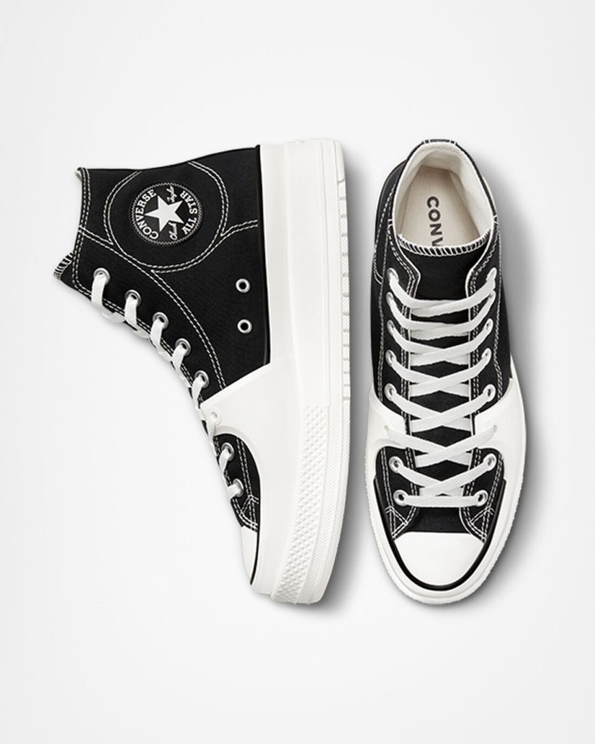 Dámské Boty Vysoké Converse Chuck Taylor All Star Construct Černé Bílé | CZ XQTC41